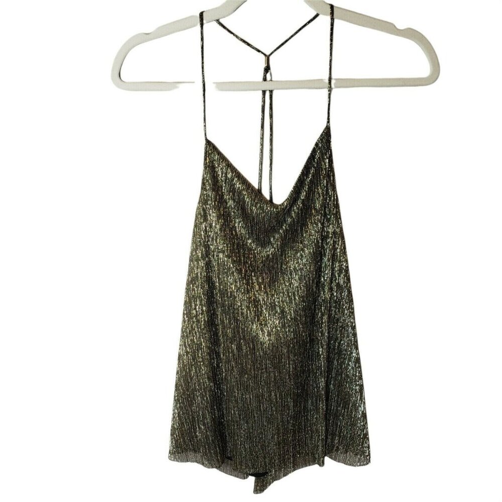 Express‎ Womens Gold Sparkle Adjustable Spaghetti Strap Camisole Top Size M New